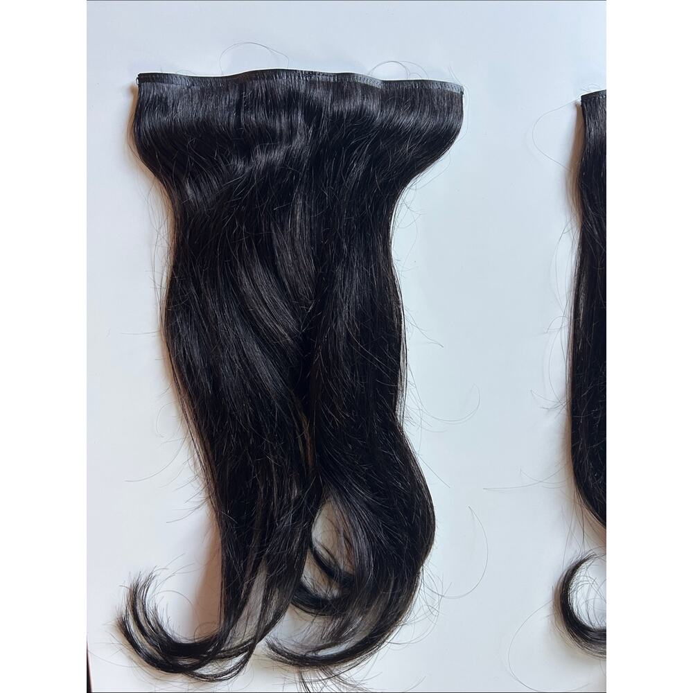 Luxy Seamless Clip In Hair Extensions 16” Inch 140g 1B Off Black Remy Human Hair - Picture 2 of 16